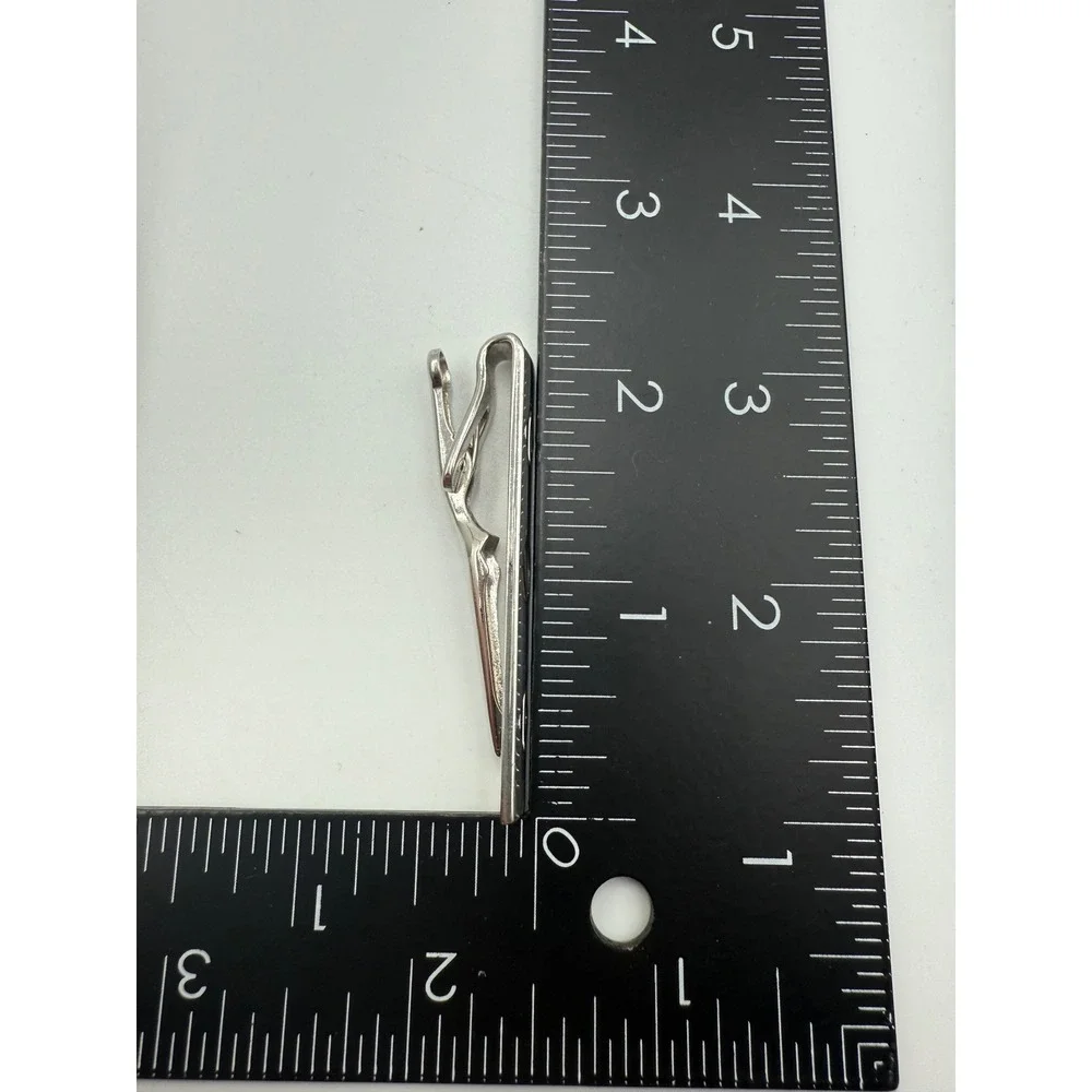 Swank Vintage Silver Tone Geometric Cutout Tie Clip‎ Mid Century Modern Mens